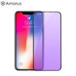 AMORUS For iPhone XR Anti-Blue-Light Tempered Glass Screen Protector Full Screen 0.3mm Arc Edge – Black