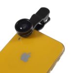 PICKOGEN 0.63× super wide-angle lens + 15x macro lens + 198-degree fisheye lens 3-in-1 Universal Lens Clip Accessory Kit for Smartphones – Black