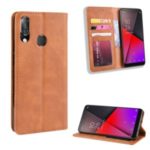 Vintage Style Leather Wallet Case for Vodafone Smart X9 – Brown