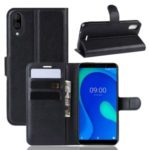 Litchi Skin Leather Wallet Stand Case for Wiko Y80 – Black