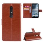 Crazy Horse Leather Stand Wallet Phone Case Cover for Nokia 4.2 (2019) – Brown