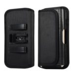 Universal Clip Hanging Waist Bag Card Holder Pouch Leather Phone Case for 5.2 inch Smartphones – Black