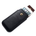 5.5 inch PU Leather Phone Pouch Waist Bag with Metal Buckle, Size: 17 x 9.5 x 2cm – Black