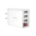 ROCK-T14 Pro Three-port Digital Display Travel Charger [CN Standard Plug]- White