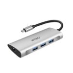 WIWU A631STR 6-in-1 USB-C Hub Adapter with 3 x USB 3.0, 1 x SD, 1 x TF, 1 x RJ45 Ports – Silver