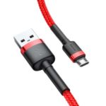 BASEUS KLF Series Woven 3m 2A Micro USB Charge Cable for Samsung Huawei Xiaomi – Black/Red