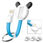 FLOVEME Creative Panda Shape Magnetic 3-in-1 Lightning + Micro USB + Type-C Charger Date Cable – Blue