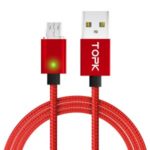 TOPK AM21 Nylon Braided Magnetic Charging Micro USB Cable with LED Display – Red