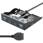 USB-C & USB 3.0 Hub 4 Ports Front Panel to Motherboard 20Pin Connector Cable for 3.5” Floppy Bay