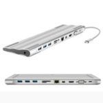 11-in-1 Docking USB-C to VGA HDMI Mini DP DisplayPort Ethernet 3 HUB TF SD Charger Card Reader Adapter