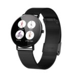 F25 Color Large Round Touch Screen Heart Rate Monitoring Waterproof Smart Watch [Metal Strap] – Black