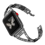 Diamond Decor Stainless Steel Smart Bracelet Band for Apple Watch Series 3/2/1 42mm/Series 4 44mm – Black