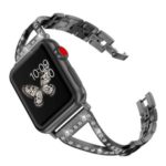 Diamond Decor Stainless Steel Smart Watch Strap for Apple Watch Series 3/2/1 38mm/Series 4 40mm – Black