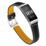 Top Layer Cowhide Genuine Leather Smart Watch Band Replacement for Fitbit Charge 3 – Black