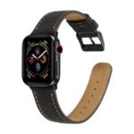 Crackle Texture Watchband Genuine Leather Watch Strap for Apple Watch Series 4 40mm / Series 3 / 2 / 1 38mm – Black