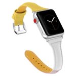 Tri-color Genuine Leather Smart Watch Replacement Strap for Apple Watch Series 4 40mm/Series 3/2/1 38mm – Yellow/White/Pink