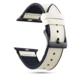 Genuine Leather + Silicone Wrist Watch Strap Replacement for Apple Watch Series 4 40mm / Series 3 / 2 / 1 38mm – White