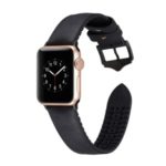 Universal Leather Coated Soft TPU Wristwatch Band for Apple Watch Series 4 40mm / Series 3 2 1 38mm – Black
