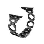 X-shaped + Diamond Decor Stainless Steel Smart Watch Strap for Apple Watch Series 3/2/1 42mm/Series 4 44mm – Black