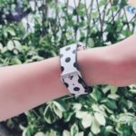 Dots Pattern Genuine Leather Watch Strap Watchband for Apple Watch Series 3/2/1 42mm / Apple Watch Series 4 44mm – Black Dots / White