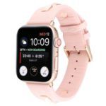Genuine Leather Watch Strap Smart Watch Band Watchband with Rose Gold Fastener for Apple Watch Series 1/2/3 42mm / Apple Watch Series 4 44mm – Light Pink