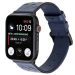 Genuine Leather Woven Texture Wristbands Smart Watch Strap for Apple Watch Series 1/Series 2/Series 3 42mm, Watch Series 4 44mm – All Blue