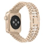 Crystal Rhinestone Decor Stainless Steel Watchband Watch Strap for Apple Watch Series 1 /2/3 42mm / Apple Watch Series 4 44mm – Champagne Gold