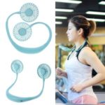 Free Hand Sports Dual Portable Fan Neck Band Pendant USB Rechargeable Battery Mini fan cooler – Blue
