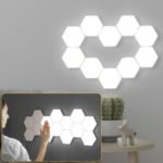 10 Pcs/Pack Hexagonal Modular Night Touch Induction Magnetic DIY Wall Quantum Lamp Honeycomb Panel Light – EU Plug