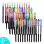 48 Colors Glitter Neon Gouache Marking Highlighting Drawing Pens for Children Student