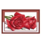 Red Rose Cross Stitch Needle Handwork Embroidery Home Room Wall Decor