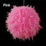 Children Kids Bedroom Decor Feather Ball Lamp Drop-light Modern Style Light – Pink