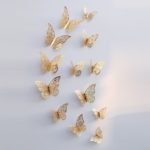 12 Pcs/Set 3D Butterfly Removable Mural DIY Art Home Room Wall Stickers – Gold