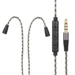 3.5mm Wired Earphones Cable Detachable Headphone Cord Line Control Microphone – Grey/Green