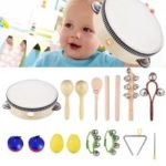 10pcs  Kids Children Baby Wood+Metal+Plastic Music Instruments Percussion Toy Rhythm Band Set