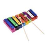8 Note Deluxe Kids Children Colorful Glockenspiel Resonator Bells Set Percussion Musical Educational Toy
