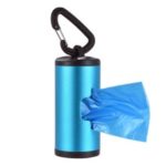 Pet Poop Holder Dog Waste Dispenser Aluminum Tube + 15Pcs Waste Bags Refillable – Blue