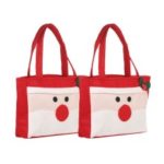 2pcs/set Santa Claus Style Christmas Candy Bags with Handles Non-woven Gift Wrap Bag