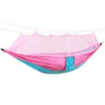 Portable Camping Hammocks With Mosquito Nets for Outdoor Hiking Picnics Backyard Fun Traveling Survival etc. – Rose/Cyan
