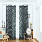 Home Use Phoenix Tail Pattern Curtain Window Gauze – Black