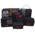 7PCS/Set Multi-fonction Travel Storage Bag Waterproof Clothing Bag Luggage Organizer Pouch Digital Item Device Packing – Black