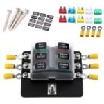 Fuse Box Holder 6 Way Blade Fuse Blocks with LED Indicator 10Pcs Fuses 10Pcs Terminals for Car 12V 24V – Black
