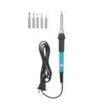 60W Electric Adjustable Temperature Welding Soldering Iron + 5 Replacement Soldering Tips Set – 220V