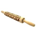 Wooden Handle Rolling Pin Embossed Christmas Wooden Rolling Pin —43cm
