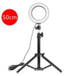 Adjustable 160mm Photography LED Selfie Light-Ring Stepless Lighting Dimmable Fill Light Lamp With USB For Live Streaming Camera Video Beauty – 50cm Stand