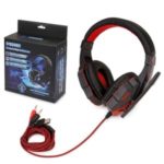 Over-ear Gaming Headset for PC Laptop with Microphone with USB 3.5mm Plug LED Light Volume Control Gaming Headphones – Red