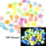 500pcs/Bag Glow in Dark Stone DIY Home Decor Luminous Pebbles Colorful Sea Conch Shell Starfish Rocks for Aquarium Fish Tank