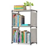 Bookshelf Storage Bin Bookcase Book Shelves Books Display Shelving Unit Organizer – Grey/3-Shelf