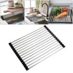 Dish Drying Rack Holder Square Tube Folding Draining Rack Stainless Steel Non-Slip Multipurpose Sink Drainer Heat Kitchen