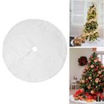 Christmas Party Decor White Plush Long Haired Tree Skirts, Diameter: 80cm